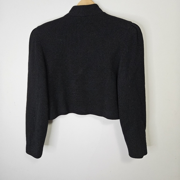 VTG Lillie Rubin Bolero Jacket Sz L Black Beaded Embroidered Wool Night Party - Picture 10 of 12